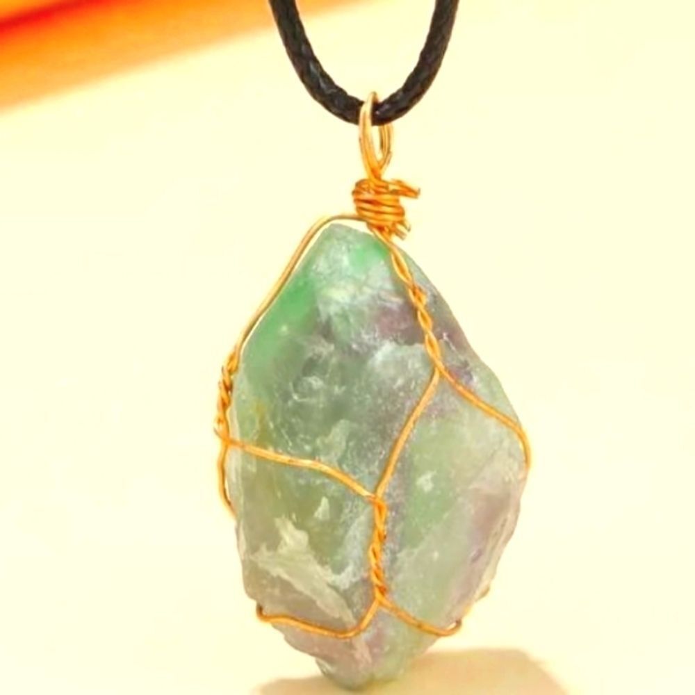 Hand CRAFTED Rainbow Fluorite unisex necklace